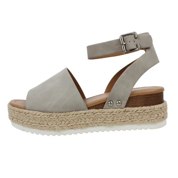 Size 5.5 Grey Open Toe Halter Ankle Strap Espadrille - Picture 2 of 5